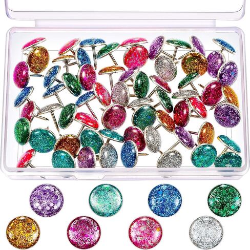 SATINIOR Creative Fashion Steel Push Pin for Photos Wall, Maps, Bulletin Board or Cork Boards, 80 Pieces in Saudi Arabia