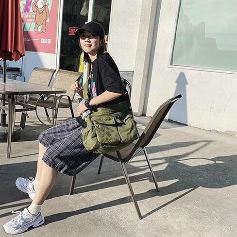 حقيبة قماشية كبيرة عبر الجسم مع جيوب متعددة، حقيبة كتف كاجوال جمالية للنساء والرجال in Kuwait