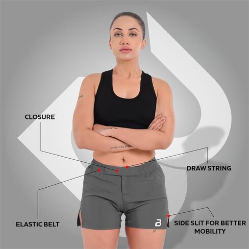 2BOLD Women's MMA, BJJ, Grappling, Jiu Jitsu, Boxing Trunk, Muay Thai, Yoga, Gym Training Shorts in Kuwait