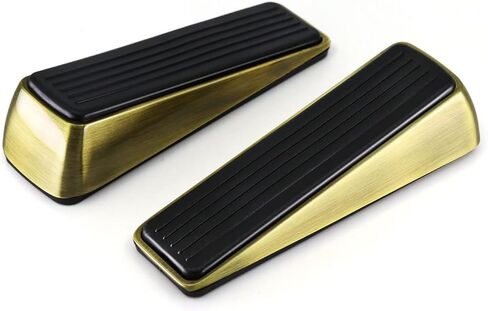 2 Pack Door Stop - Heavy Duty Door Stopper - Wedge Holds Doors Firmly and Doesn't Budge - Made of Rubber and Zinc Alloy, for Home Premium Door Stopper and Office, Works on All Door (Bronze Tone) in Saudi Arabia