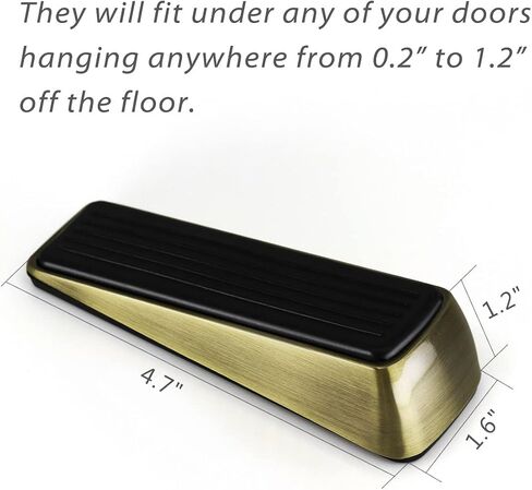 2 Pack Door Stop - Heavy Duty Door Stopper - Wedge Holds Doors Firmly and Doesn't Budge - Made of Rubber and Zinc Alloy, for Home Premium Door Stopper and Office, Works on All Door (Bronze Tone) in Saudi Arabia