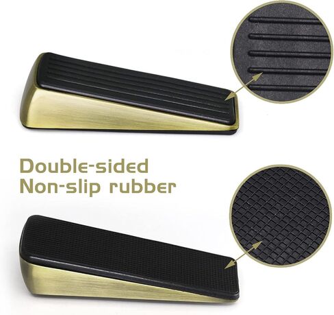 2 Pack Door Stop - Heavy Duty Door Stopper - Wedge Holds Doors Firmly and Doesn't Budge - Made of Rubber and Zinc Alloy, for Home Premium Door Stopper and Office, Works on All Door (Bronze Tone) in Saudi Arabia