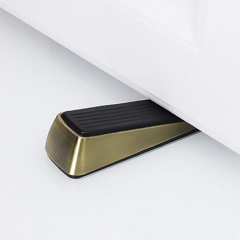 2 Pack Door Stop - Heavy Duty Door Stopper - Wedge Holds Doors Firmly and Doesn't Budge - Made of Rubber and Zinc Alloy, for Home Premium Door Stopper and Office, Works on All Door (Bronze Tone) in Saudi Arabia