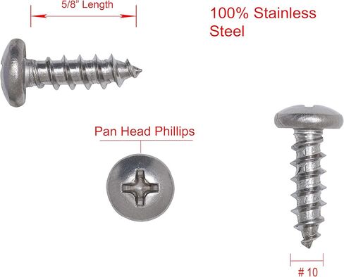 برغي خشب فيليبس برأس من الفولاذ المقاوم للصدأ #10 × 5/8 بوصة، (100 قطعة)، 18-8 (304) براغي من الفولاذ المقاوم للصدأ بواسطة قطارة بولت، براغي SSD in Kuwait