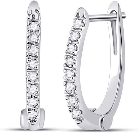 10K White Gold Womens Round Diamond Hoop Earrings 1/12 Cttw in Saudi Arabia