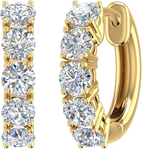 1/2 to 1 Carat 14K Gold Round White Diamond Ladies Huggies Hoop Earrings (SI1-SI2 Clarity) or in 950 Platinum in Saudi Arabia