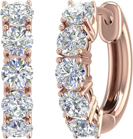 1/2 to 1 Carat 14K Gold Round White Diamond Ladies Huggies Hoop Earrings (SI1-SI2 Clarity) or in 950 Platinum in Saudi Arabia