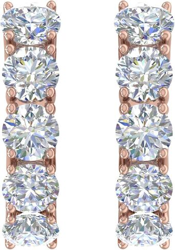 1/2 to 1 Carat 14K Gold Round White Diamond Ladies Huggies Hoop Earrings (SI1-SI2 Clarity) or in 950 Platinum in Saudi Arabia