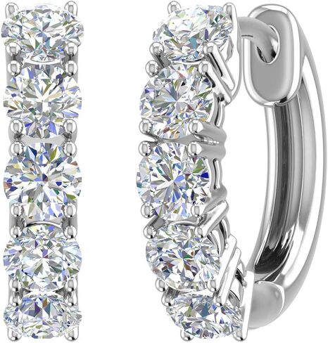 1/2 to 1 Carat 14K Gold Round White Diamond Ladies Huggies Hoop Earrings (SI1-SI2 Clarity) or in 950 Platinum in Saudi Arabia
