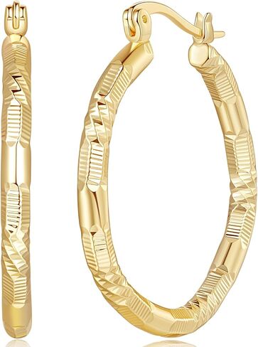 أقراط ذهبية 14 قيراط أقراط حلقية ذهبية للنساء أقراط حلقية 14 قيراط أقراط ذهبية سميكة خالدة أقراط حلقية مع اثنين من المنحوتات أقراط حلقية نسائية 30 مم in Kuwait