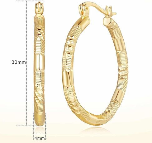 أقراط ذهبية 14 قيراط أقراط حلقية ذهبية للنساء أقراط حلقية 14 قيراط أقراط ذهبية سميكة خالدة أقراط حلقية مع اثنين من المنحوتات أقراط حلقية نسائية 30 مم in Kuwait