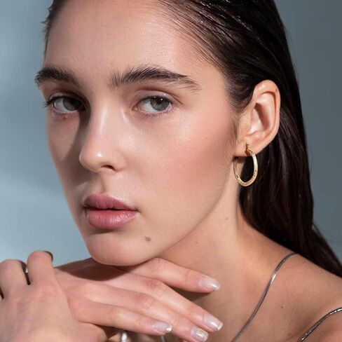 أقراط ذهبية 14 قيراط أقراط حلقية ذهبية للنساء أقراط حلقية 14 قيراط أقراط ذهبية سميكة خالدة أقراط حلقية مع اثنين من المنحوتات أقراط حلقية نسائية 30 مم in Kuwait