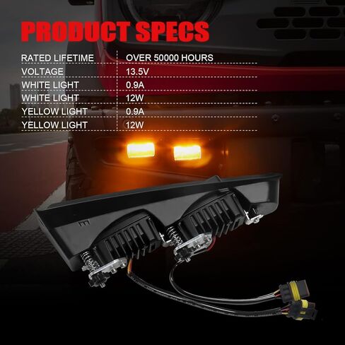 مصابيح الضباب على طراز Mabett Raptor تناسب Ford Bronco 2021-2024 وحدات أداء ممتص الصدمات شديدة التحمل، أضواء مصابيح الضباب المصد السفلي لملحقات برونكو 2/4 باب (بدون سرج الأسلاك عن بعد) in Kuwait