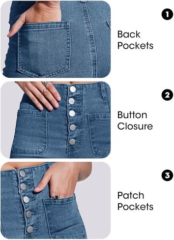 PLNOTME Womens High Waisted Jean Shorts Button Fly Stretch Straight Leg Summer Denim Shorts with Pockets in Saudi Arabia