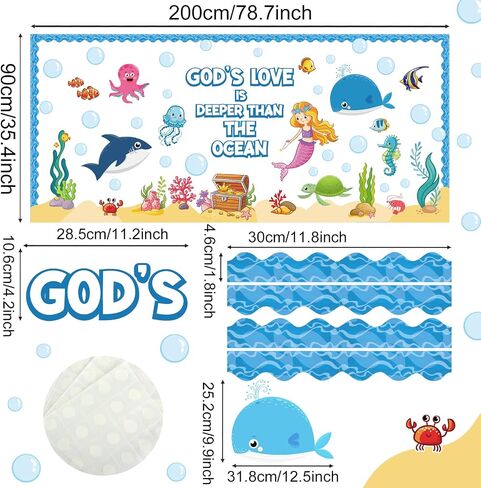 Under The Sea Bulletin Board Set Ocean Creatures Educational Classroom Decorations Sea Animal Jeweled Fish Cutouts Divers Cutouts Treasure Box Cutouts for Classroom Wall Decor in Saudi Arabia