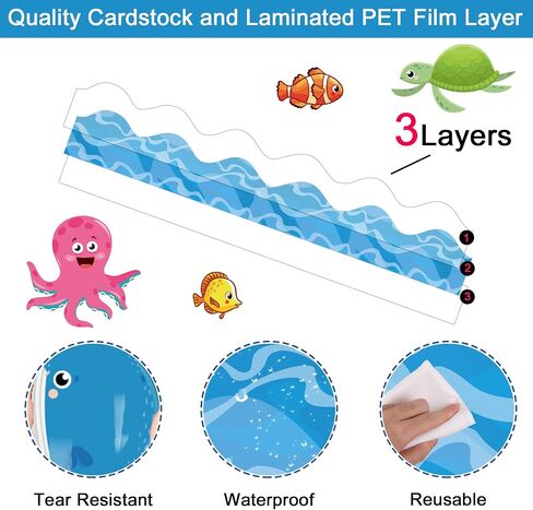Under The Sea Bulletin Board Set Ocean Creatures Educational Classroom Decorations Sea Animal Jeweled Fish Cutouts Divers Cutouts Treasure Box Cutouts for Classroom Wall Decor in Saudi Arabia