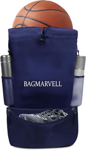 BAGMARVELL Beach Bag, Mesh Drawstring Backpack for Swimming - Waterproof Pool Bag with Shoe Compartment, Wet & Dry Storage for Gym Bag & Swim Bag Workout Gear (Blue) in Saudi Arabia