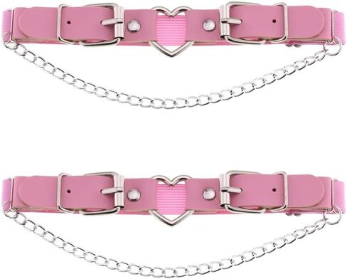 Pretishows Women Thigh Garter Belt Gothic Leg Harness Heart with Chains Adjustable Elastic Belt 2PCS in Saudi Arabia