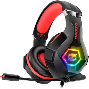 Ozeino Gaming Headset for PC, Ps4, Ps5, Xbox Headset with 7.1 Surround Sound Gaming Headphones with Noise Canceling Mic, LED Light Over Ear Headphones for Switch, Xbox Series X/S, Laptop, Mobile White in Kuwait
