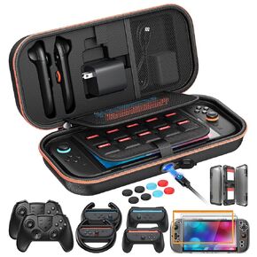 Auarte [Charge inside Carrying Case for Switch 2/OLED/Switch 1-Purple | Adapter and for Joy Cons Storage Case, Travel Cases for Nintendo Switch 2 Console with 22 Game Card Storage in Saudi Arabia