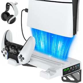 Kosker All-in-One PS5 Wall Mount Kit with Cooling Station & Controller Charging, Horizontal Stand Bracket for PS5/Slim/Pro Disc & Digital Console, Behind TV Gaming Accessory in Kuwait
