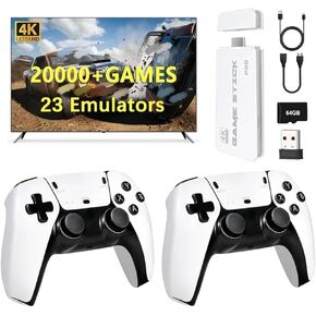 Plug & Play Retro Game Console | 128GB 20000+ Classic Games | 4K HDMI TV Gaming Stick | Dual Wireless Controllers | Portable Handheld Video Game System for Family in Saudi Arabia