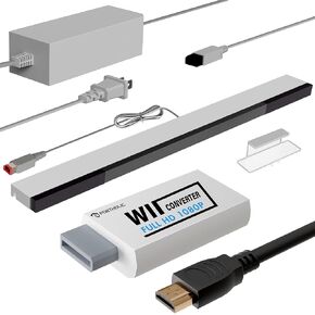PORTHOLIC 4 in 1 Wii Replacement Cables Set, Wii AC Power Adapter + Wii to hdmi Converter+ Wired Motion Sensor Bar and Composite Audio Video Cable for Nintendo Wii in Saudi Arabia