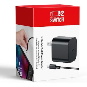Switch 2 Charger - 60w AC Power Adapter for Nintendo 2/1, 5FT/1.5M UBC Cable, Support 4K TV Dock, PD3.0 Fast Charging Supply 20V/3A for Nintendo Wii Charger, [Replacement for OEM Switch2 Charger] in Kuwait
