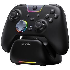EasySMX X05Pro Wireless PC Gaming Controller with Smart Charging Dock | Hall Effect Joysticks, Full Quiet Buttons, Dual-Stage Linear Triggers, 8-Way D-Pad, PC/Android/iOS/Switch Compatible, Black in Saudi Arabia