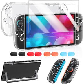 FYOUNG Switch 2 Protective Case,Cover Shell&Screen Protector for Nintendo 2 | Switch 2 Case Accessories with Thumb Grip, Slim PC Hard Cover, Scratch&Shock Protection, Split Design(Clear, 7.9inch) in Saudi Arabia