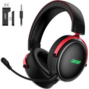 Acer Gaming Headset with Aluminum Frame for PS5, PS4, Switch - Black | Tri-Mode(2.4GHz/Bluetooth/Wired) Gaming Headphones with ENC Mic, Stereo Sound, 40H Battery, Green Light, 50mm Driver in Saudi Arabia