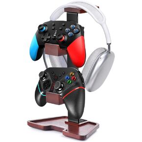Walnut Headphone Stand, Wooden Headset Stand for Desk with Storage Base, American Black Walnut Wood Headphone Holder for Airpods Max, Bose, Razer, Sennheiser in Kuwait