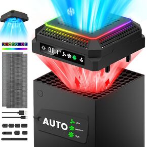 CATZARMOR Auto Cooling System Compatible with Xbox Series X w LED Display Whisper Quiet Adjustable by Temperature, Series X Console Air Cooler Fan,2 USB Port,Rubber Dust Plugs for Xbox one cases in Saudi Arabia