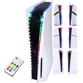 RGB LED Light for PS5,Colorful Light Strip for Playstation5 Console with 7 Colors 358 Effects,PS 5 DIY Flexible Strip Light Kit Decoration Accessory with IR Remote, 2 Installation Methods in Saudi Arabia