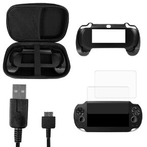 JDGPOKOO 5 in 1 Accessories Kit for PS Vita 1000, Carrying Case for PSV 1000, Hand Grip, 2 Set Screen Protectors and Charging Cable Compatible with PlayStation Vita 1000/PCH-1000 ONLY in Kuwait