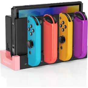 Switch Controller Charger Dock for Nintendo Switch 1/OLED for 4 Joy-Cons | Fast Charging Station for 4 Joycons, Stand for Nintendo Switch Dock Accessories, with LED Indicator & Extra USB 2.0 Port in Saudi Arabia