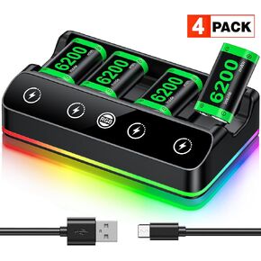 CYOYPPY Rechargeable Xbox Controller Battery Pack Charging Station,4x6200mWh Xbox Battery Pack with Fast Charging Station in Saudi Arabia