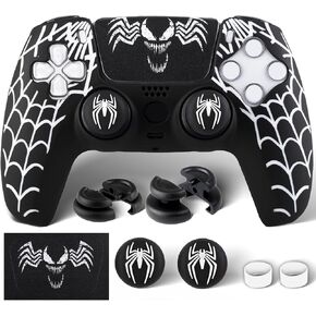 ملصق غطاء جلدي من السيليكون × 1 ومقابض موسع × 2 لوحدة تحكم PS5 Venom Web in Kuwait