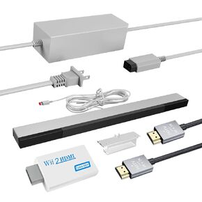 LA NREUCETS 4 in 1 Wii Sensor Bar - Wii HDMI Adapter, HDMI Converter, Wii Power Cord AC Adapter, 4.92FT High Speed HDMI Cable Compatible with Nintendo Wii Accessories in Kuwait