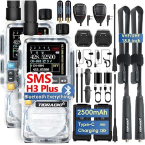 TIDRADIO TD-H3 Plus Ham Radio Handheld, Bluetooth-Headphone-connectable,Wireless Programming, Multi-Band Walkie Talkies Long Range NOAA Emergency Weather Radios for Survival Gear Hunting Green 2 Pack in Kuwait