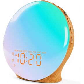 JALL Full Screen Dimmer Sunrise Alarm Clocks for Bedrooms, Wake Up Light with FM Radio, 25 White Noise Sleep Sounds, Bluetooth Speaker, Dual Alarms Bedside Clock for Heavy Sleepers in Saudi Arabia