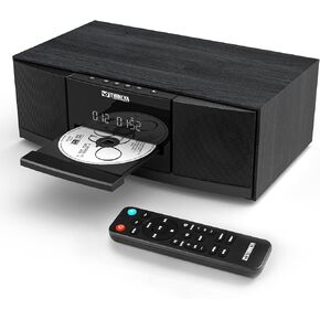 Bluetooth Stereo System for Home with CD Player, FM Radio, 36W RMS | Dual 3-Inch Speakers, Bluetooth 5.3, 40 FM Presets, LED Clock & Alarm, USB/SD Playback & AUX Input, IR Remote, Vintage Wood in Saudi Arabia