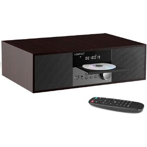 LONPOO Bluetooth Stereo System for Home, 40W CD Player with Speaker | DSP Enhanced Audio, Real Wood Enclosure,12mm Thick MDF, Aluminum Panel, 3" Woofer, Preset 20 Programmable FM Stations,Silver in Saudi Arabia