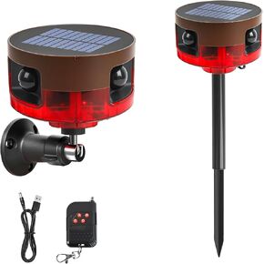 Solar Outdoor Motion Sensor Alarm-Dog Barking or Gunshot Sound | 130dB Noise, 13 Sounds & 360° Motion Detector Alarm Support Recording , with Remote Controller for Home, Villa,Chicken coop in Saudi Arabia