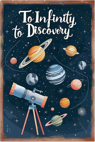 Astronauts Tin Signs, Outer Space Metal Arts, Be Curious, Universe Space Poster Planet Positive Wall Decor Plaque for Boys Kids Nursery, Game room 8 X 12 Inches in Kuwait