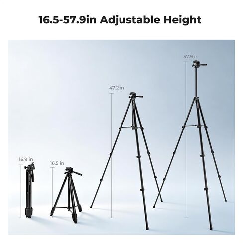 K&F CONCEPT 57.9'' Tripod for Phone& Camera, Compact Portable Travel Tripod | Folds to 17'' Weighs 1.36lbs, 360° Rotation & +90°/-85° Tilt Max Load 4.4lb, Compatible with Smartphones, Cameras. S204A1 in Kuwait