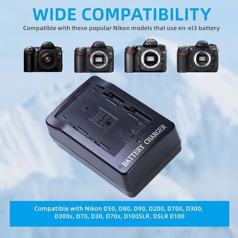 MH-18/MH-18a/MH-19 Camera Battery Charger for EN-EL3/EN-EL3a/EN-EL3e Battery Compatible with Nikon D90 D300 D300s D700 D200 D80 D70 D70s D50 D100 D100LS Camera in Kuwait