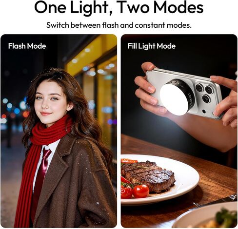 ULANZI MFL01 Magnetic Phone Camera Flash, 2-in-1 3000 Flashes Speedlite & Selfie Light for iPhone Android with Bluetooth, 2500-8500K Mini Flash LED Smartphone Fill Light for Selfie,Photo,Vlog,Portrait in Kuwait