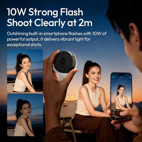 ULANZI MFL01 Magnetic Phone Camera Flash, 2-in-1 3000 Flashes Speedlite & Selfie Light for iPhone Android with Bluetooth, 2500-8500K Mini Flash LED Smartphone Fill Light for Selfie,Photo,Vlog,Portrait in Kuwait