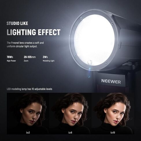 NEEWER Z1-C TTL Round Head Flash Speedlite for Canon with Magnetic Dome Diffuser, 76Ws 2.4G 1/8000s HSS Speedlight, 10 Levels LED Modeling Lamp, 2600mAh Battery, 480 Full Power Shots, 1.5s Recycling in Saudi Arabia